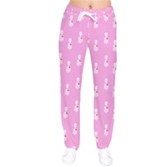 Skeleton Pink Women Velvet Drawstring Pants