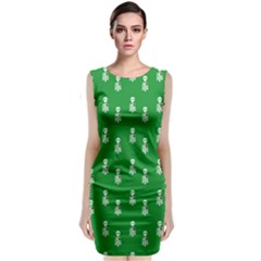 Skeleton Green Background Sleeveless Velvet Midi Dress by snowwhitegirl