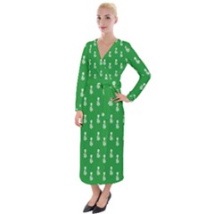 Skeleton Green Background Velvet Maxi Wrap Dress by snowwhitegirl