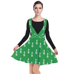 Skeleton Green Background Plunge Pinafore Dress by snowwhitegirl