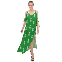 Skeleton Green Background Maxi Chiffon Cover Up Dress by snowwhitegirl