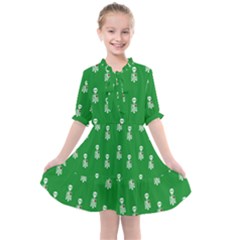 Skeleton Green Background Kids  All Frills Chiffon Dress by snowwhitegirl