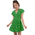 Skeleton Green Background Flutter Sleeve Wrap Dress View1