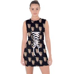 Angel Cherub Black Lace Up Front Bodycon Dress