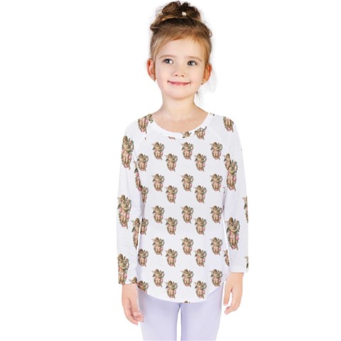 Angel Cherub White Kids  Long Sleeve Tee by snowwhitegirl