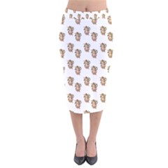 Angel Cherub White Velvet Midi Pencil Skirt