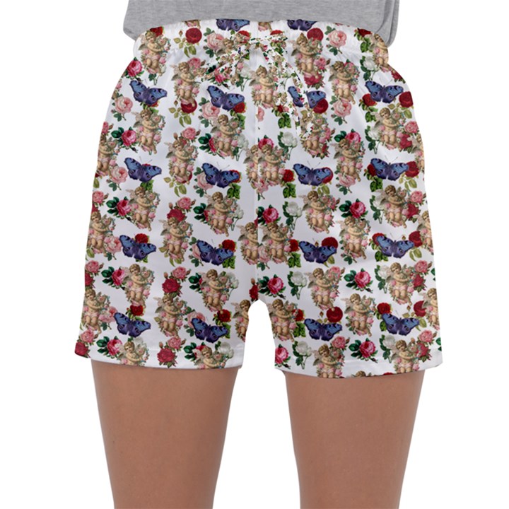 Angel Cherub Butterflies White Sleepwear Shorts