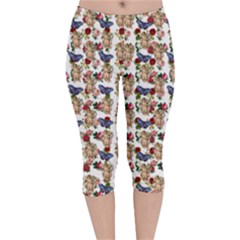 Angel Cherub Butterflies White Velvet Capri Leggings 