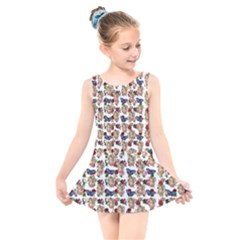 Angel Cherub Butterflies White Kids  Skater Dress Swimsuit by snowwhitegirl