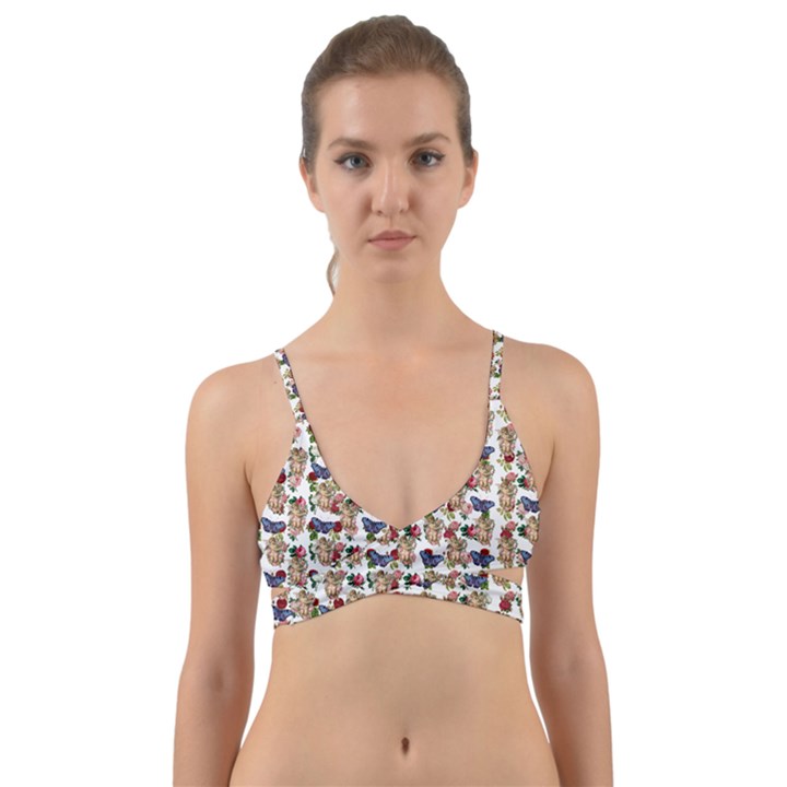 Angel Cherub Butterflies White Wrap Around Bikini Top