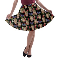 Angel Cherub Butterflies Black A-line Skater Skirt by snowwhitegirl