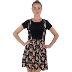 Angel Cherub Butterflies Black Velvet Suspender Skater Skirt by snowwhitegirl