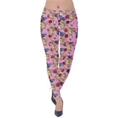 Angel Cherub Butterflies Pink Velvet Leggings by snowwhitegirl