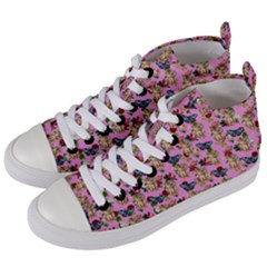 Angel Cherub Butterflies Pink Women s Mid-top Canvas Sneakers by snowwhitegirl