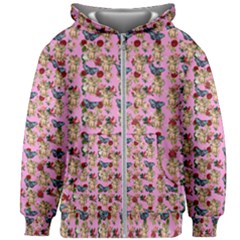 Angel Cherub Butterflies Pink Kids  Zipper Hoodie Without Drawstring