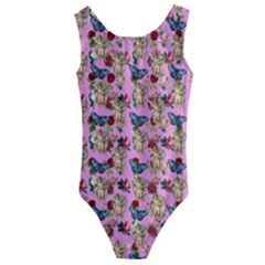 Angel Cherub Butterflies Pink Kids  Cut-out Back One Piece Swimsuit by snowwhitegirl