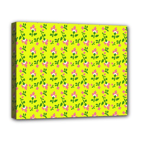 Carnation Pattern Yellow Deluxe Canvas 20  X 16  (stretched) by snowwhitegirl