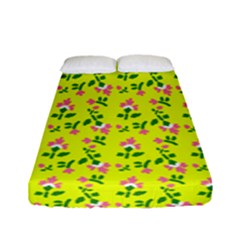 Carnation Pattern Yellow Fitted Sheet (full/ Double Size) by snowwhitegirl