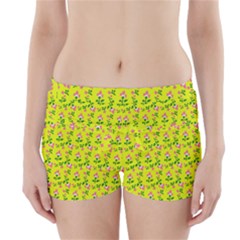 Carnation Pattern Yellow Boyleg Bikini Wrap Bottoms by snowwhitegirl