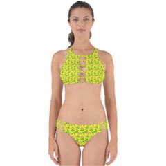 Carnation Pattern Yellow Perfectly Cut Out Bikini Set by snowwhitegirl