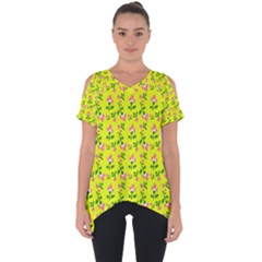 Carnation Pattern Yellow Cut Out Side Drop Tee by snowwhitegirl