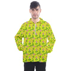 Carnation Pattern Yellow Men s Half Zip Pullover by snowwhitegirl