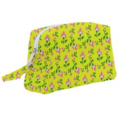 Carnation Pattern Yellow Wristlet Pouch Bag (large) by snowwhitegirl