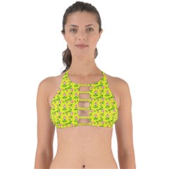 Carnation Pattern Yellow Perfectly Cut Out Bikini Top by snowwhitegirl