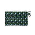 Carnation Pattern Black Canvas Cosmetic Bag (Small) View2