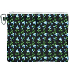 Carnation Pattern Black Canvas Cosmetic Bag (xxxl)