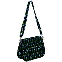 Carnation Pattern Black Saddle Handbag