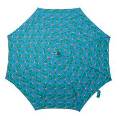 Carnation Pattern Blue Hook Handle Umbrellas (large) by snowwhitegirl