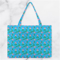 Carnation Pattern Blue Zipper Medium Tote Bag by snowwhitegirl