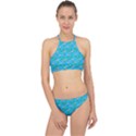 Carnation Pattern Blue Racer Front Bikini Set View1