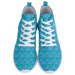 Carnation Pattern Blue Men s Lightweight High Top Sneakers by snowwhitegirl