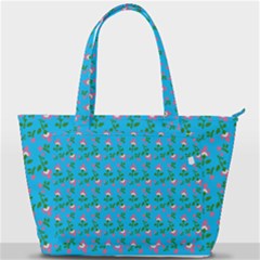 Carnation Pattern Blue Back Pocket Shoulder Bag 