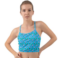 Carnation Pattern Blue Mini Tank Bikini Top