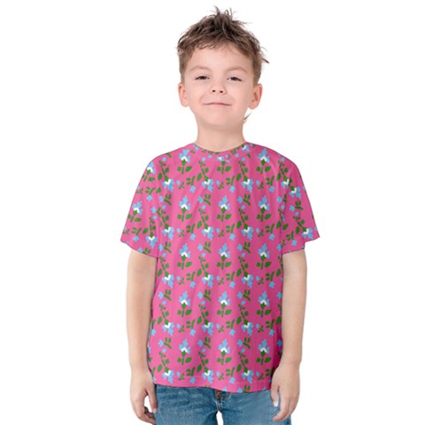 Carnation Pattern Pink Kids  Cotton Tee by snowwhitegirl