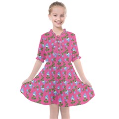 Carnation Pattern Pink Kids  All Frills Chiffon Dress