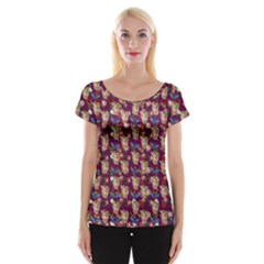 Angel Cherub Butterflies Magenta Cap Sleeve Top