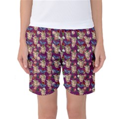 Angel Cherub Butterflies Magenta Women s Basketball Shorts