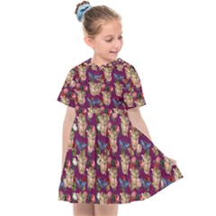 Angel Cherub Butterflies Magenta Kids  Sailor Dress by snowwhitegirl