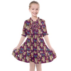 Angel Cherub Butterflies Magenta Kids  All Frills Chiffon Dress by snowwhitegirl