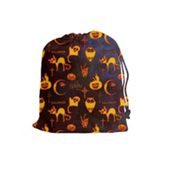 Funny Halloween Design Drawstring Pouch (large) by FantasyWorld7