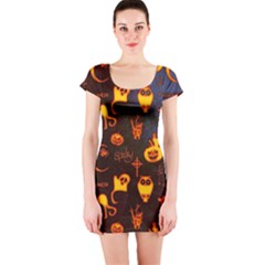 Funny Halloween Design Short Sleeve Bodycon Dress by FantasyWorld7