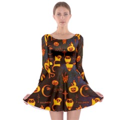 Funny Halloween Design Long Sleeve Skater Dress by FantasyWorld7