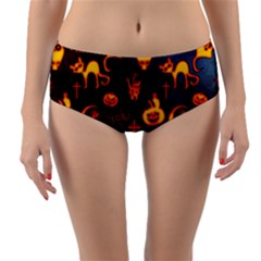 Funny Halloween Design Reversible Mid-waist Bikini Bottoms by FantasyWorld7