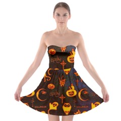 Funny Halloween Design Strapless Bra Top Dress by FantasyWorld7