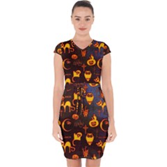 Funny Halloween Design Capsleeve Drawstring Dress  by FantasyWorld7