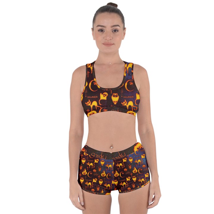 Funny Halloween Design Racerback Boyleg Bikini Set